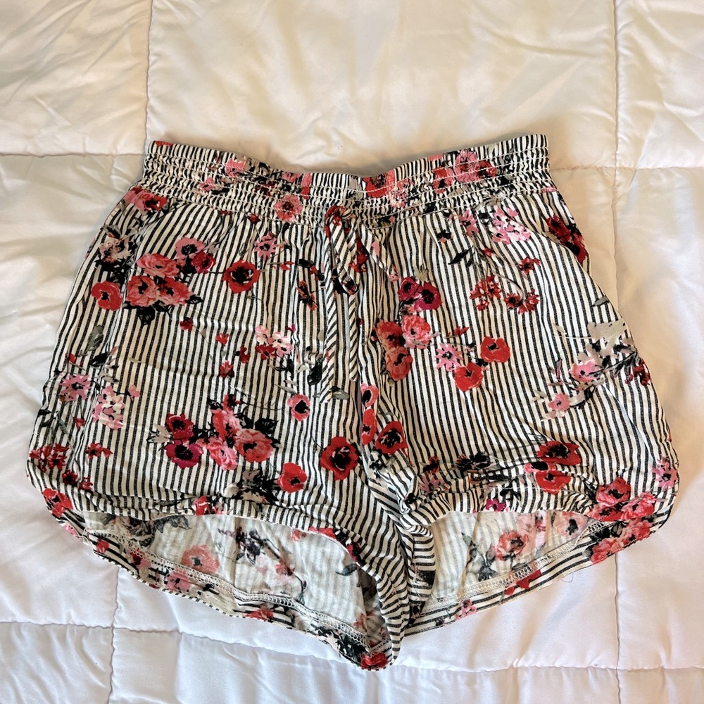 Floral and striped shorts